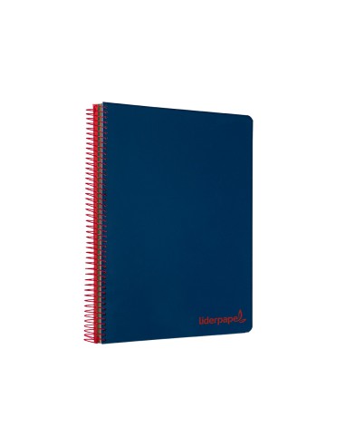 Cuaderno espiral liderpapel a4 micro wonder tapa plastico 120h 90 gr cuadro 5 mm 5 banda4 taladros color azul marino
