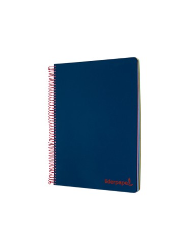 Cuaderno espiral liderpapel a4 micro wonder tapa plastico 120h 90 gr cuadro 5 mm 5 banda4 taladros color azul marino