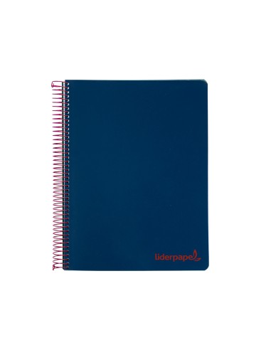 Cuaderno espiral liderpapel a4 micro wonder tapa plastico 120h 90 gr cuadro 5 mm 5 banda4 taladros color azul marino