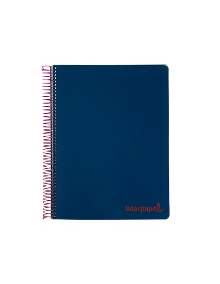 Cuaderno espiral liderpapel a4 micro wonder tapa plastico 120h 90 gr cuadro 5 mm 5 banda4 taladros color azul marino