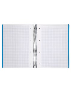 Cuaderno espiral liderpapel a4 micro wonder tapa plastico 120h 90 gr cuadro 5 mm 5 banda4 taladros color azul marino