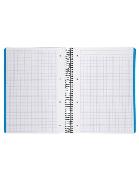 Cuaderno espiral liderpapel a4 micro wonder tapa plastico 120h 90 gr cuadro 5 mm 5 banda4 taladros color azul marino