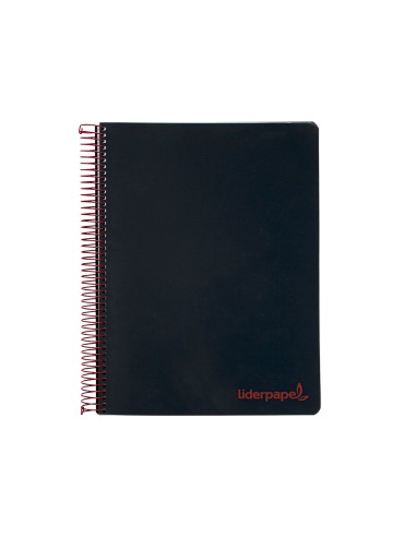 Cuaderno espiral liderpapel a4 micro wonder tapa plastico 120h 90 gr cuadro 5 mm 5 bandas 4 taladros color negro