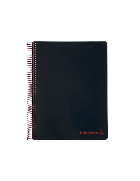 Cuaderno espiral liderpapel a4 micro wonder tapa plastico 120h 90 gr cuadro 5 mm 5 bandas 4 taladros color negro