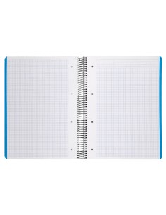 Cuaderno espiral liderpapel a4 micro wonder tapa plastico 120h 90 gr cuadro 5 mm 5 bandas 4 taladros color negro