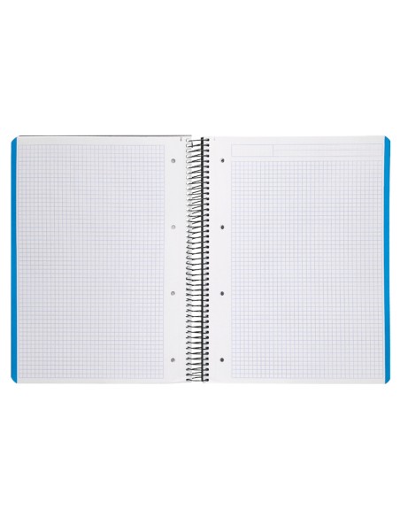 Cuaderno espiral liderpapel a4 micro wonder tapa plastico 120h 90 gr cuadro 5 mm 5 bandas 4 taladros color negro