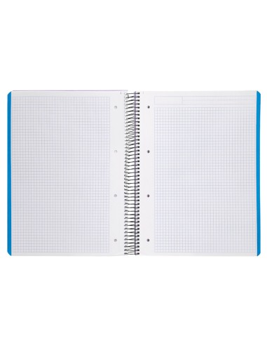 Cuaderno espiral liderpapel a4 micro wonder tapa plastico 120h 90 gr cuadro 5 mm 5 banda4 taladros color lila