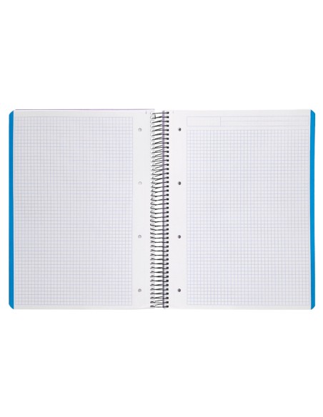 Cuaderno espiral liderpapel a4 micro wonder tapa plastico 120h 90 gr cuadro 5 mm 5 banda4 taladros color lila