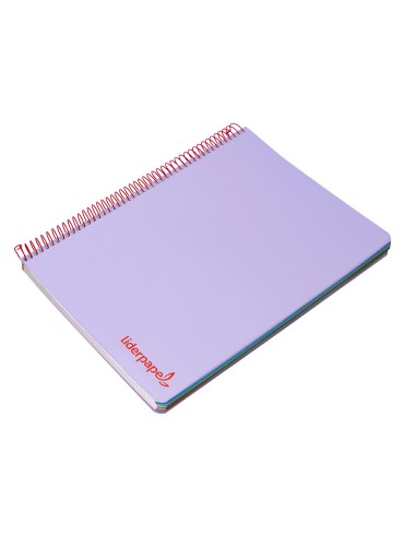 Cuaderno espiral liderpapel a4 micro wonder tapa plastico 120h 90 gr cuadro 5 mm 5 banda4 taladros color lila