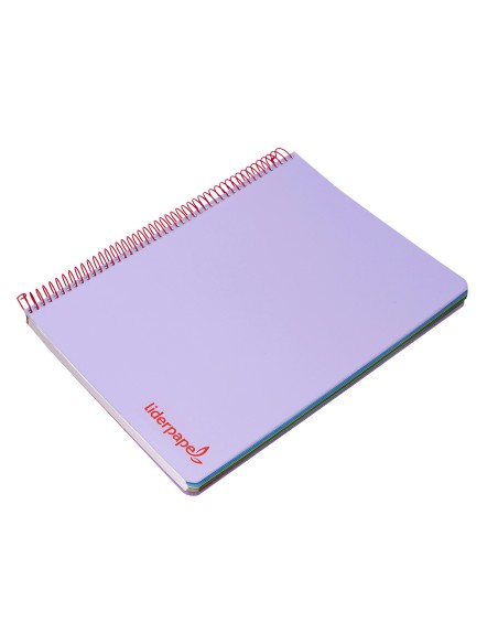 Cuaderno espiral liderpapel a4 micro wonder tapa plastico 120h 90 gr cuadro 5 mm 5 banda4 taladros color lila