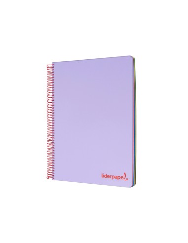 Cuaderno espiral liderpapel a4 micro wonder tapa plastico 120h 90 gr cuadro 5 mm 5 banda4 taladros color lila