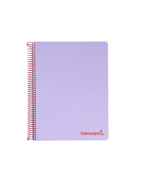 Cuaderno espiral liderpapel a4 micro wonder tapa plastico 120h 90 gr cuadro 5 mm 5 banda4 taladros color lila