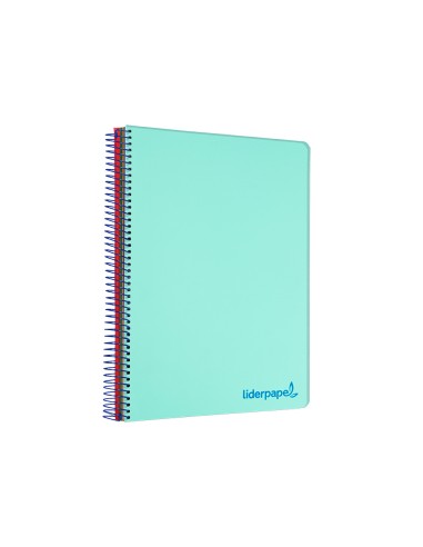 Cuaderno espiral liderpapel a4 micro wonder tapa plastico 120h 90 gr cuadro 5 mm 5 bandas 4 taladros color verde
