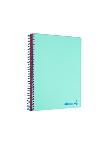 Cuaderno espiral liderpapel a4 micro wonder tapa plastico 120h 90 gr cuadro 5 mm 5 bandas 4 taladros color verde