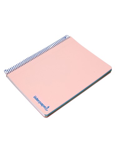 Cuaderno espiral liderpapel a4 micro wonder tapa plastico 120h 90 gr cuadro 5 mm 5 bandas 4 taladros color rosa