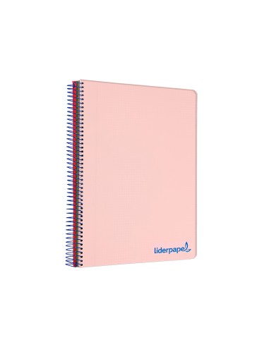 Cuaderno espiral liderpapel a4 micro wonder tapa plastico 120h 90 gr cuadro 5 mm 5 bandas 4 taladros color rosa