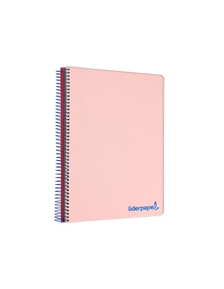 Cuaderno espiral liderpapel a4 micro wonder tapa plastico 120h 90 gr cuadro 5 mm 5 bandas 4 taladros color rosa