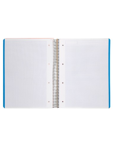 Cuaderno espiral liderpapel a4 micro wonder tapa plastico 120h 90 gr cuadro 5 mm 5 banda4 taladros color naranja