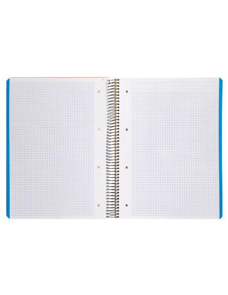 Cuaderno espiral liderpapel a4 micro wonder tapa plastico 120h 90 gr cuadro 5 mm 5 banda4 taladros color naranja