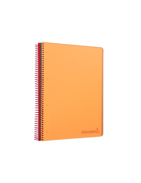 Cuaderno espiral liderpapel a4 micro wonder tapa plastico 120h 90 gr cuadro 5 mm 5 banda4 taladros color naranja