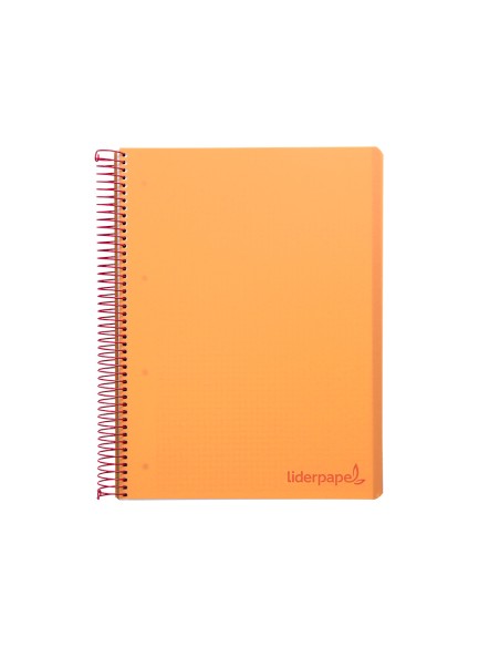 Cuaderno espiral liderpapel a4 micro wonder tapa plastico 120h 90 gr cuadro 5 mm 5 banda4 taladros color naranja
