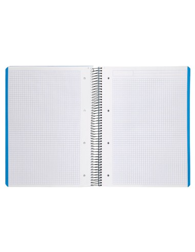 Cuaderno espiral liderpapel a4 micro wonder tapa plastico 120h 90 gr cuadro 5 mm 5 banda4 taladros color celeste