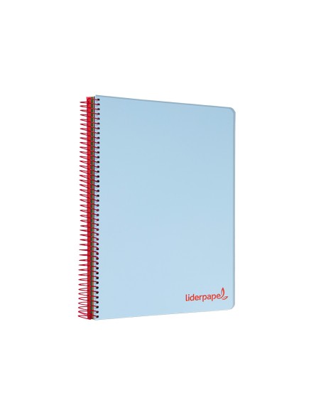 Cuaderno espiral liderpapel a4 micro wonder tapa plastico 120h 90 gr cuadro 5 mm 5 banda4 taladros color celeste