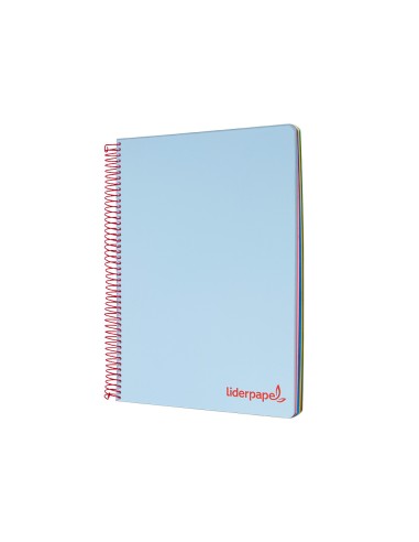 Cuaderno espiral liderpapel a4 micro wonder tapa plastico 120h 90 gr cuadro 5 mm 5 banda4 taladros color celeste