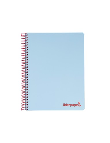 Cuaderno espiral liderpapel a4 micro wonder tapa plastico 120h 90 gr cuadro 5 mm 5 banda4 taladros color celeste