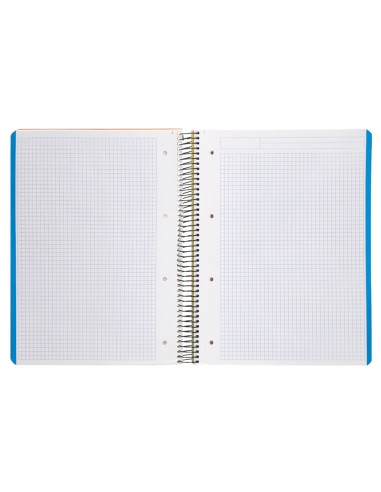 Cuaderno espiral liderpapel a4 micro wonder tapa plastico 120h 90 gr cuadro 5 mm 5 banda4 taladros color amarillo