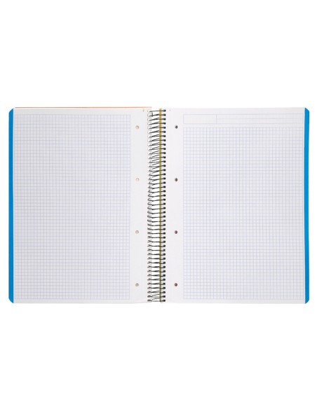 Cuaderno espiral liderpapel a4 micro wonder tapa plastico 120h 90 gr cuadro 5 mm 5 banda4 taladros color amarillo