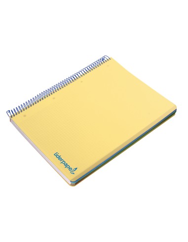 Cuaderno espiral liderpapel a4 micro wonder tapa plastico 120h 90 gr cuadro 5 mm 5 banda4 taladros color amarillo