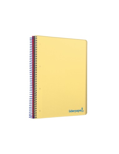Cuaderno espiral liderpapel a4 micro wonder tapa plastico 120h 90 gr cuadro 5 mm 5 banda4 taladros color amarillo