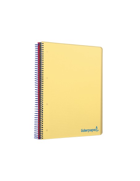 Cuaderno espiral liderpapel a4 micro wonder tapa plastico 120h 90 gr cuadro 5 mm 5 banda4 taladros color amarillo