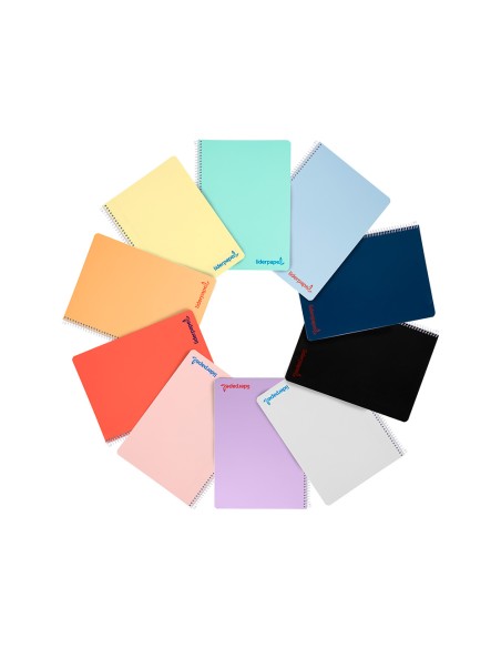 Cuaderno espiral liderpapel a4 wonder tapa plastico 80h 90gr cuadro 4mm con margen colores surtidos