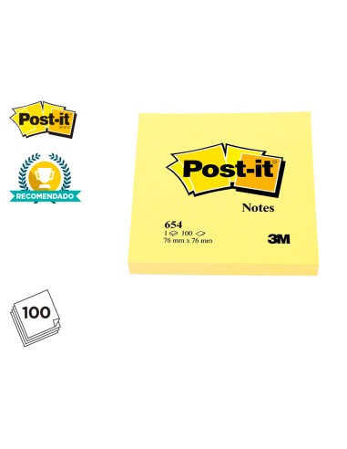 Bloc de notas adhesivas quita y pon post it 76x76 mm con 100hojas