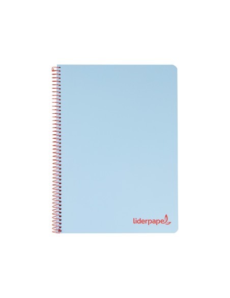 Cuaderno espiral liderpapel a6 micro wonder tapa plastico 120h 90 gr cuadro 5mm 4 bandas color celeste