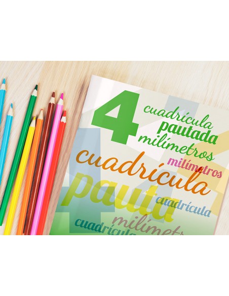 Libreta liderpapel pautaguia tapa cartoncillo 32 hojas din a4 70 gr cuadriculado pautado 4 mm