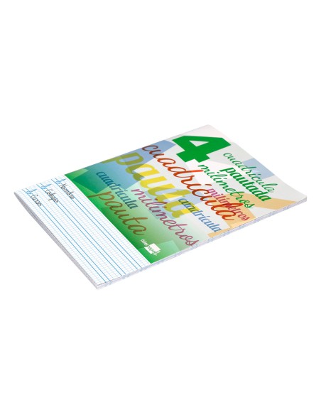 Libreta liderpapel pautaguia tapa cartoncillo 32 hojas din a4 70 gr cuadriculado pautado 4 mm