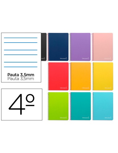 Cuaderno espiral liderpapel cuarto witty tapa dura 80h 75gr rayado montessori 35 mm colores surtidos