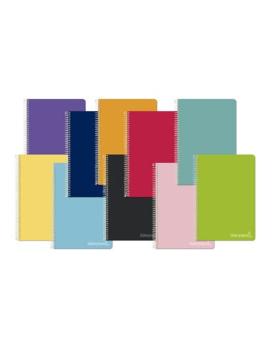 Cuaderno espiral liderpapel cuarto witty tapa dura 80h 75gr pauta ancha 35mm con margen colores surtidos