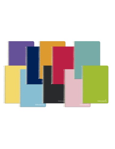 Cuaderno espiral liderpapel cuarto witty tapa dura 80h 75gr cuadro 6mm con margen colores surtidos