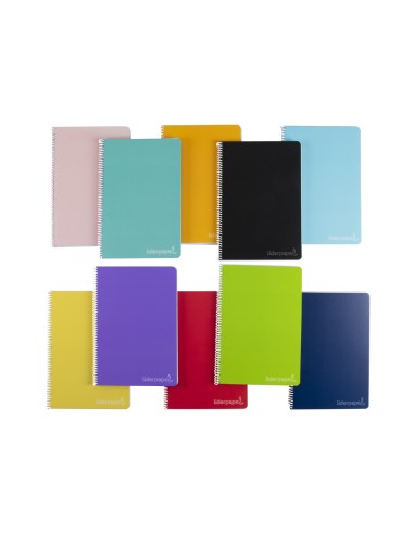 Cuaderno espiral liderpapel cuarto witty tapa dura 80h 75gr cuadro 5mm con margen colores surtidos