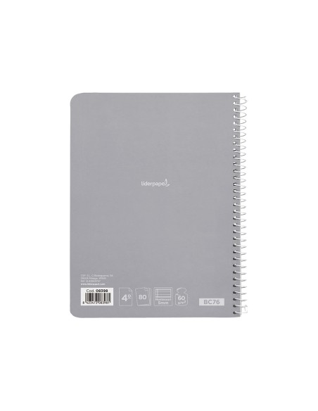 Cuaderno espiral liderpapel cuarto smart tapa blanda 80h 60gr rayado montessori 5mm colores surtidos