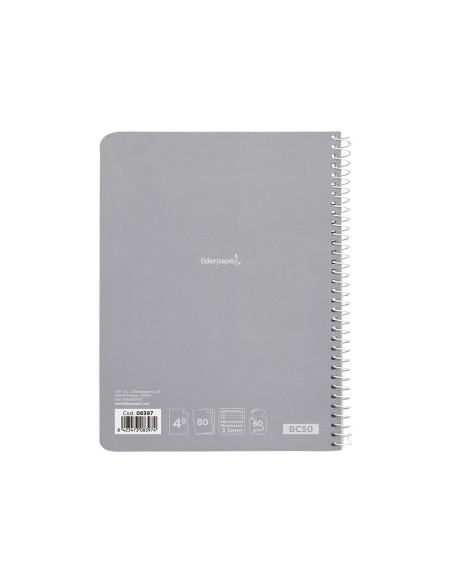 Cuaderno espiral liderpapel cuarto smart tapa blanda 80h 60gr rayado montessori 35mm colores surtidos