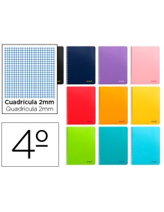 Cuaderno espiral liderpapel cuarto smart tapa blanda 80h 60gr milimetrado 2mm colores surtidos