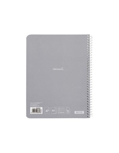 Cuaderno espiral liderpapel cuarto smart tapa blanda 80h 60gr pauta 25mm con margen colores surtidos