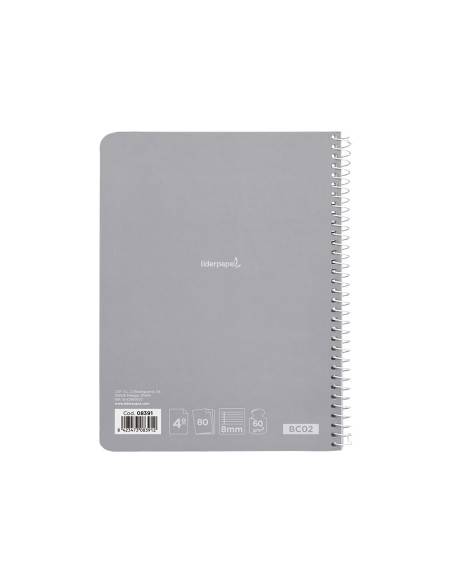 Cuaderno espiral liderpapel cuarto smart tapa blanda 80h 60gr horizontal 8mm con margencolores surtidos