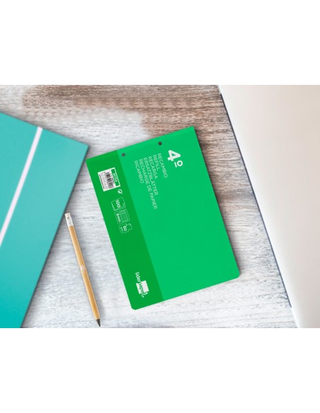 Recambio liderpapel cuarto apaisado 100 h 2tca 08 cuadro 8 mm 2 taladros con margen