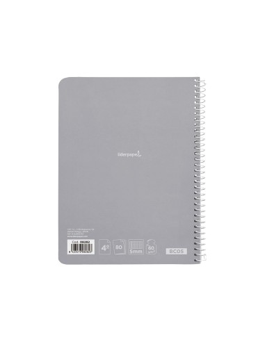 Cuaderno espiral liderpapel cuarto smart tapa blanda 80h 60gr cuadro 5mm con margen colores surtidos